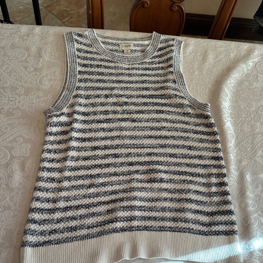J. Crew Factory Black and White Striped Tank Top